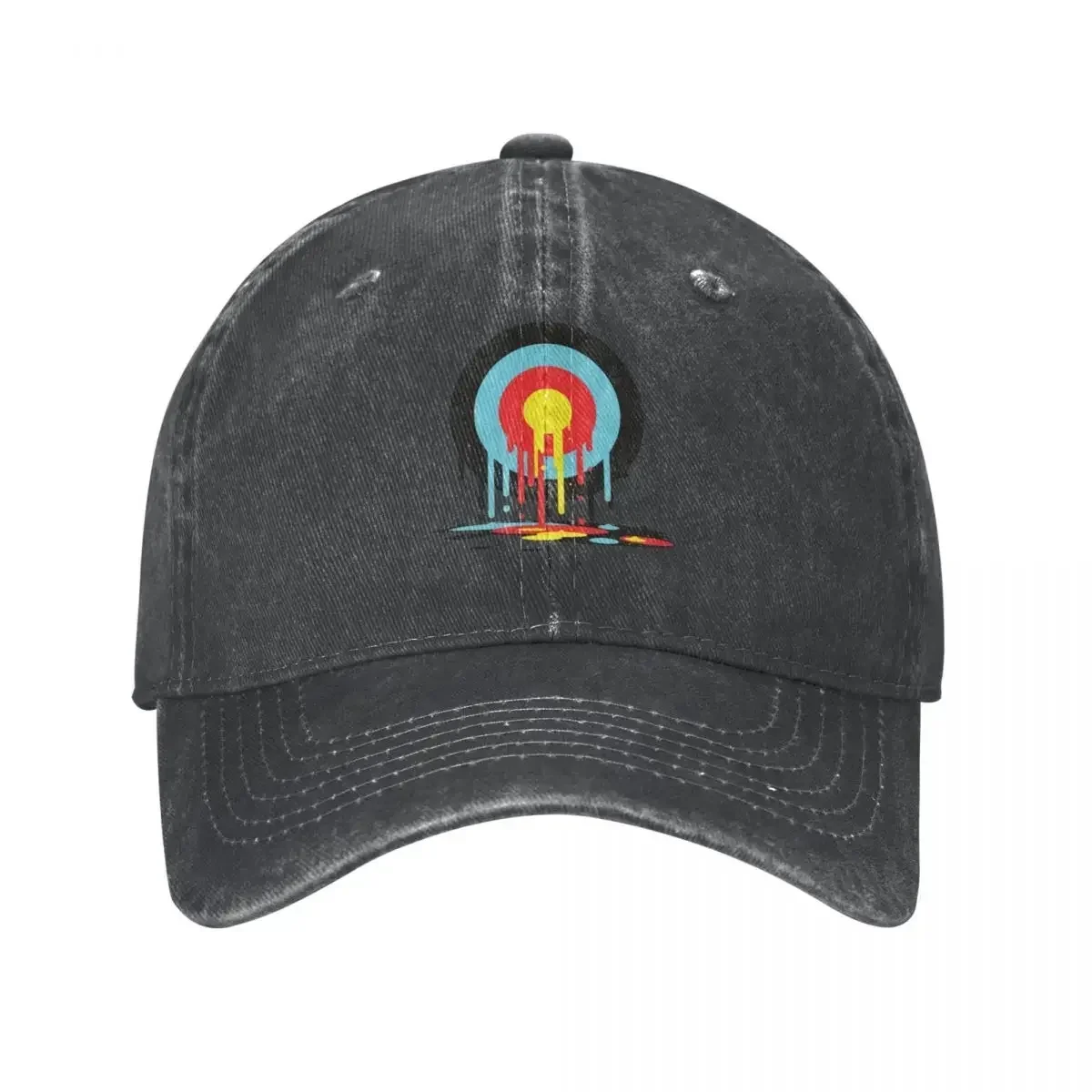 New Weeping Target Baseball Cap 70s Retro Hip Hop Adjustable Washed Trucker Hat Couple Cute Print Washed Baseball Caps
