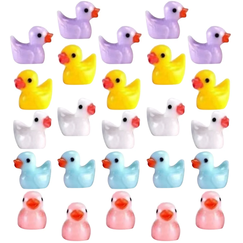 

25pcs Mini Resin Ducks Figurines Cute Duckling Ornament Decor For Garden Micro Landscape Plant Pot Gift Durable Safe Material