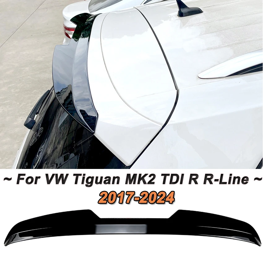 Tuning Car Rear Roof Spoiler Wing Gloss Black Look Trunk Upper Splitter Lip For Volkswagen VW Tiguan MK2 TDI R R-Line 2017-2024