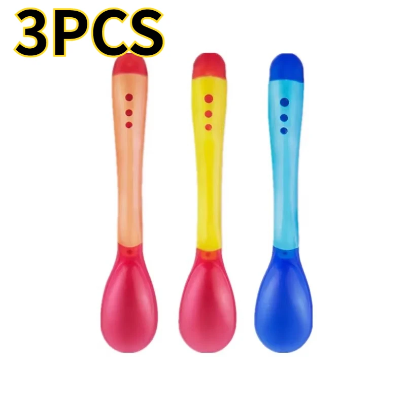 3PCS Baby Temperature Sensing Spoon Fork Set for Newborn Children Safety Solid Feeding Anti Scald Spoons Feeder Utensils