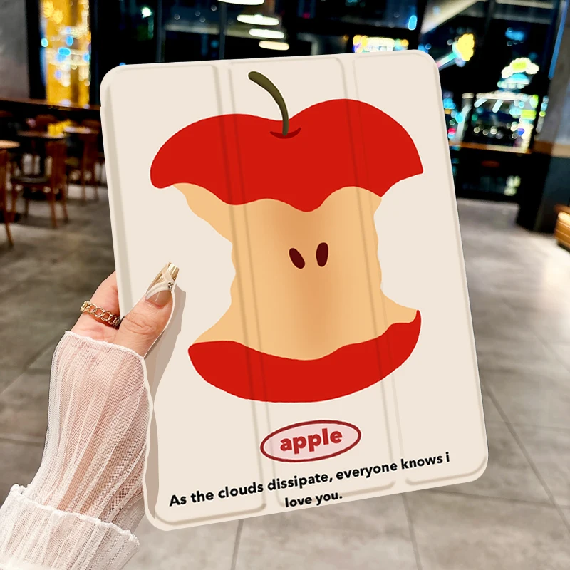 

ins Apple core pattern tri-fold Tablet CASE For iPad pro 10/11/2020/6th/7th /8th /Air 3rd/Air 4th/9th gen/Air 5th Gen 2022/Air 1