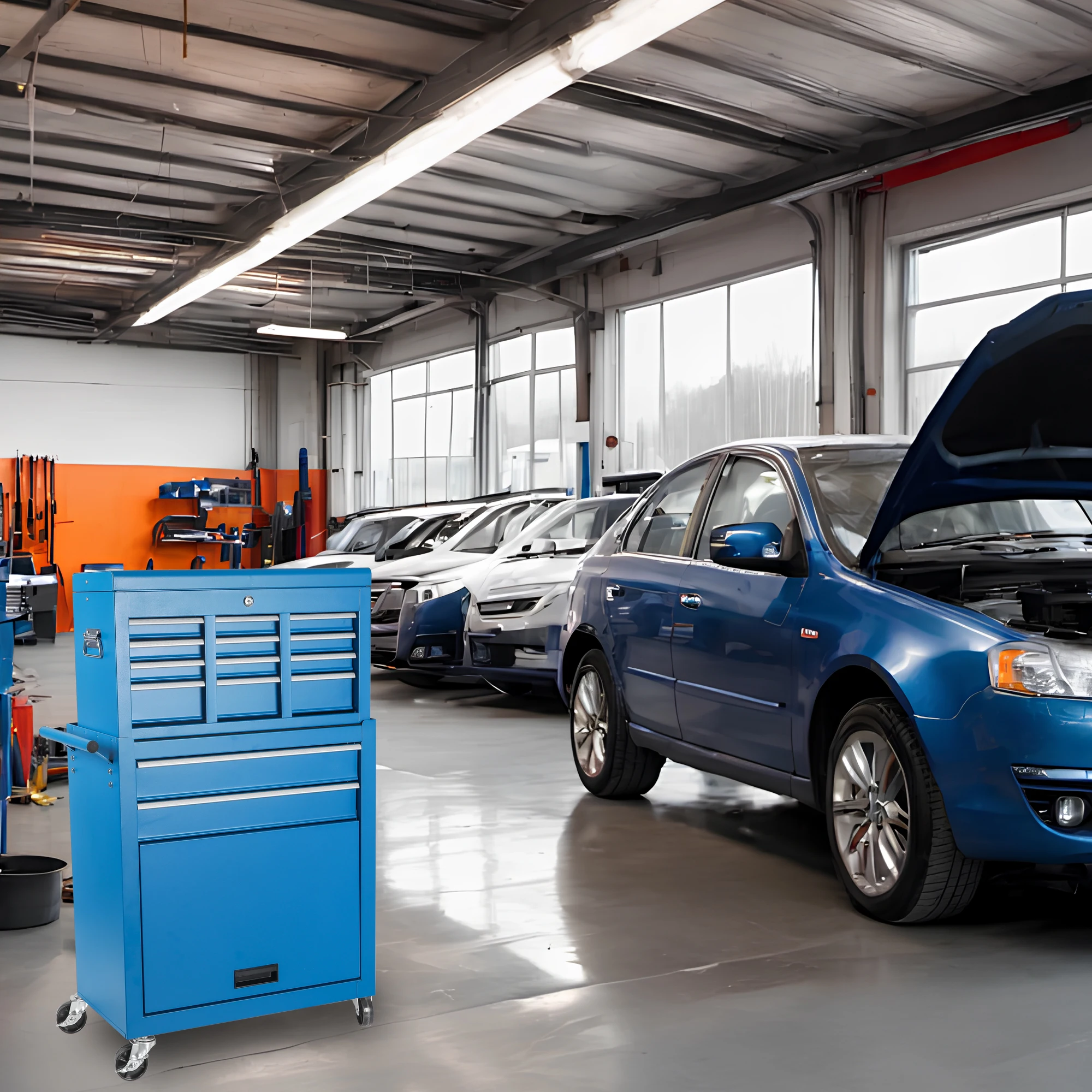 Cabinet Drawers Steel Storage Tool Tool cabinet Toolbox Toolbox wheels Use Wheels Tool Chest, 8-Drawer Rolling Tool Storage Cabi