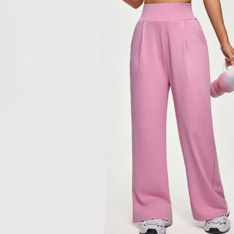 High-Waist Straight Leg Yoga-Hose für Damen – Frühling/Sommer Weite Beine Naked Feel Gym Leggings – Weiche Pilates Lauf- und Sporthose – Detail 6