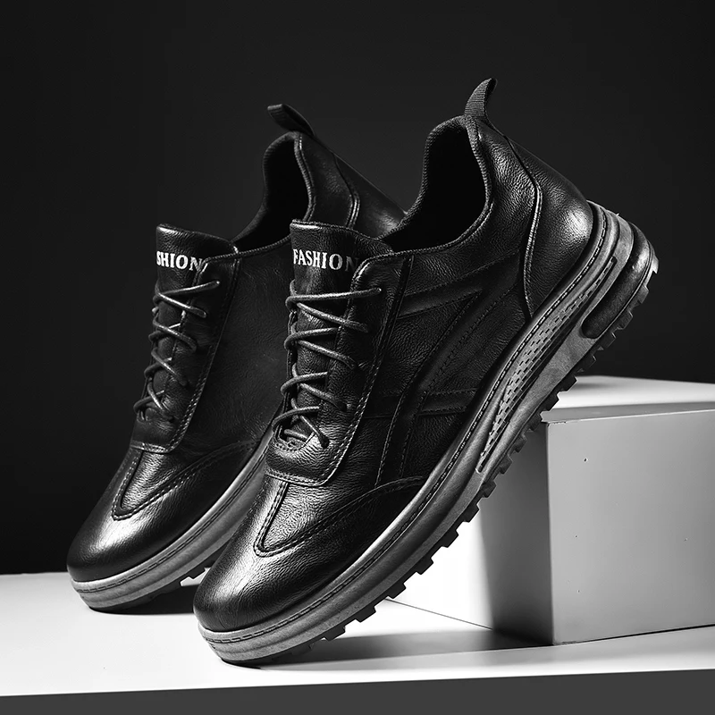 PU Leather Men Shoes Fashion Sports Casual Anti-Slip Waterproof Outdoor Sneakers Size 39-44