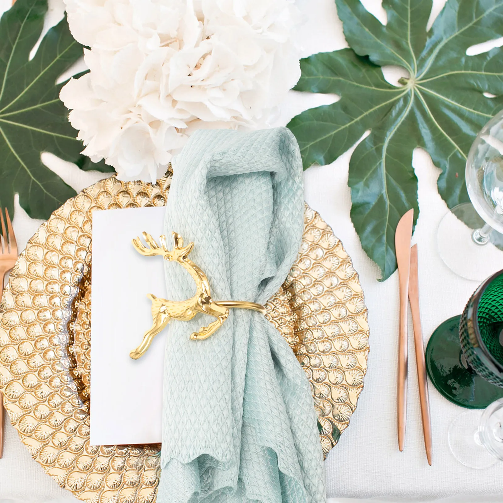 

6Pcs Christmas Deer Napkin Rings Metal Napkin Buckles Holiday Table Decoration Wedding Dinner Party Dining Accessories