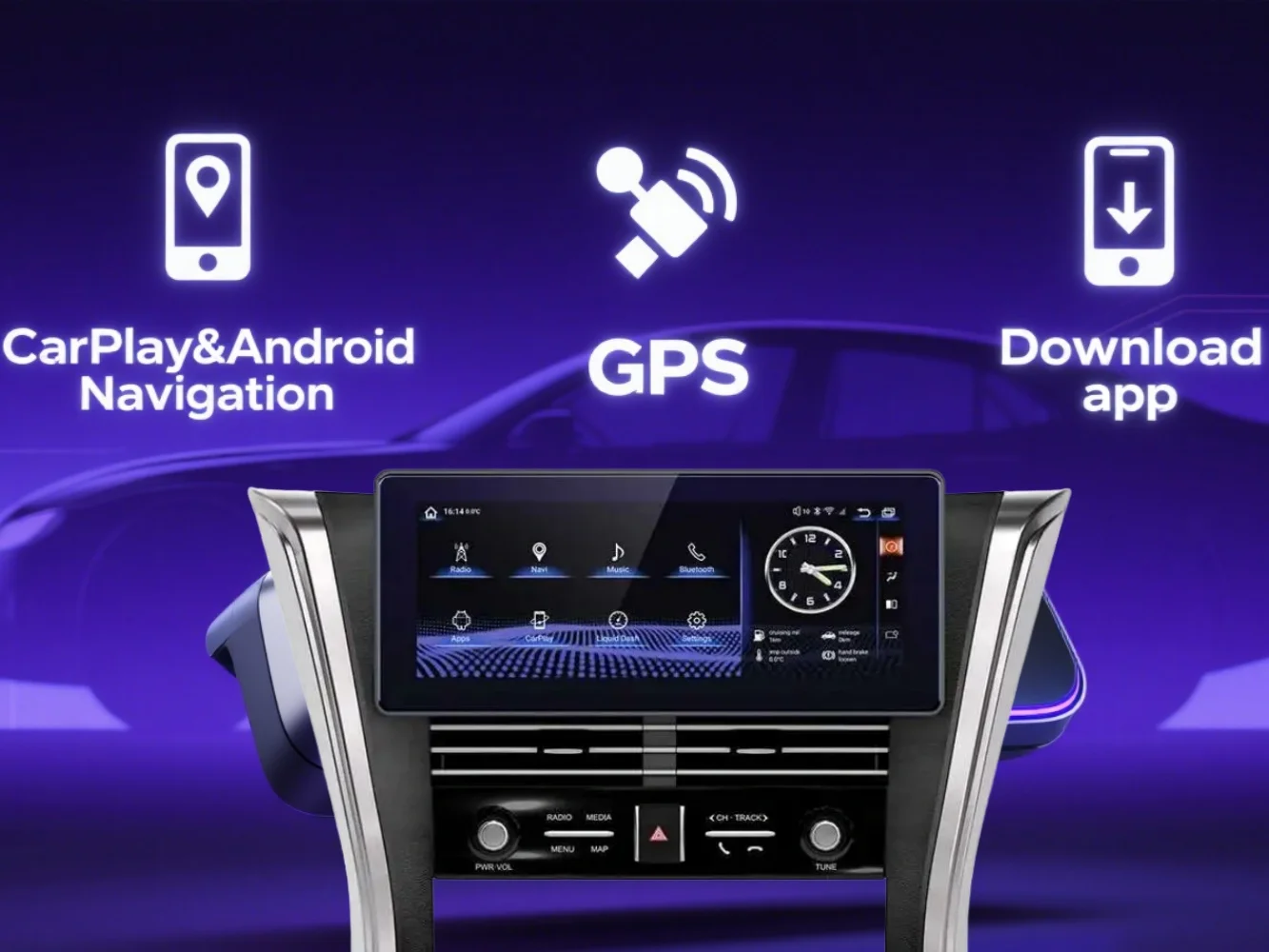 

Navi Radio GPS Navigation Touch Screen For Toyota Vellfire 30 2015~2021 CarPlay DSP 12.3” Android 13 Multimedia Video Player