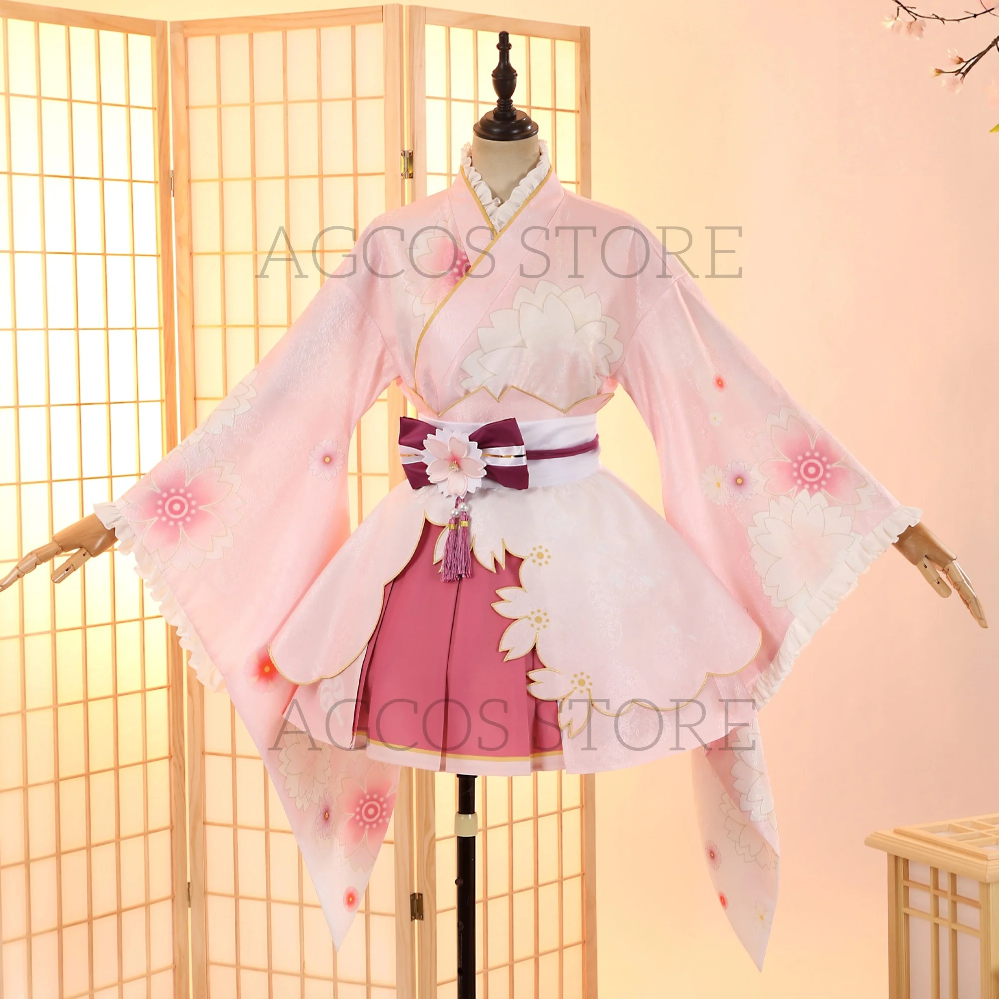 AGCOS LoveLive!Sunshine!! Tsushima Yoshiko Kunikida Hanamaru Kurosawa Ruby Cosplay Costume Sakura Kimono Dress Costumes Cosplay