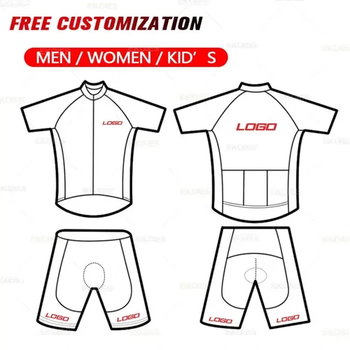 Imagen 2 del producto Ropa de ciclismo personalizada, equipo deportivo, conjunto de ciclismo de verano, uniforme de bicicleta de manga corta, logotipo personalizado, Kits de ciclismo para hombre y mujer