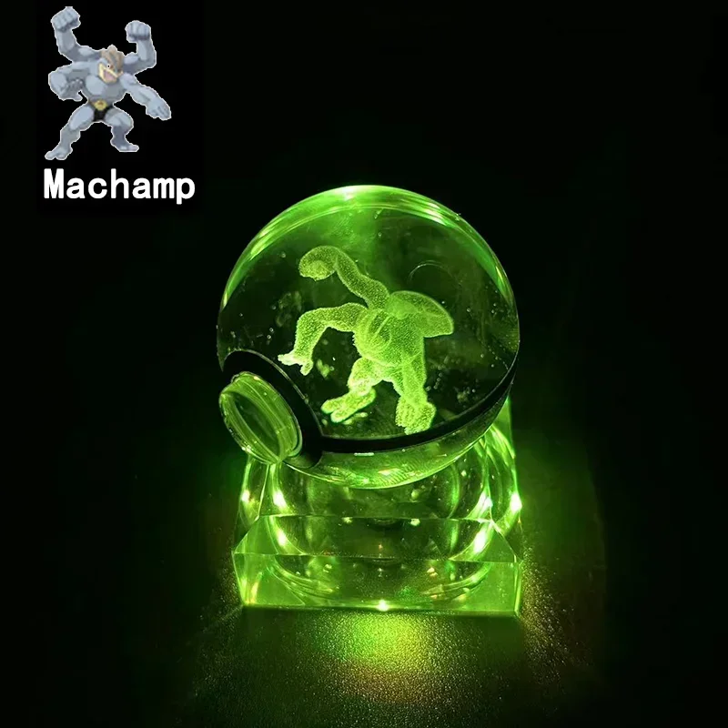Pokemon Crystal Ball Flygon Garchomp Feraligatr Pokémon Model with LED Crystal Light Base Kids Gift Collectable