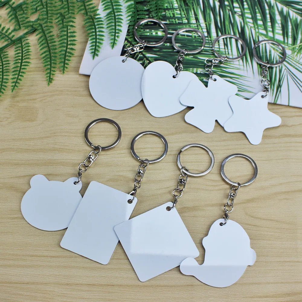 30pcs sublimation blank Heat transfer 1MM double-sided printed aluminum keychain - DIY blank material with various styles