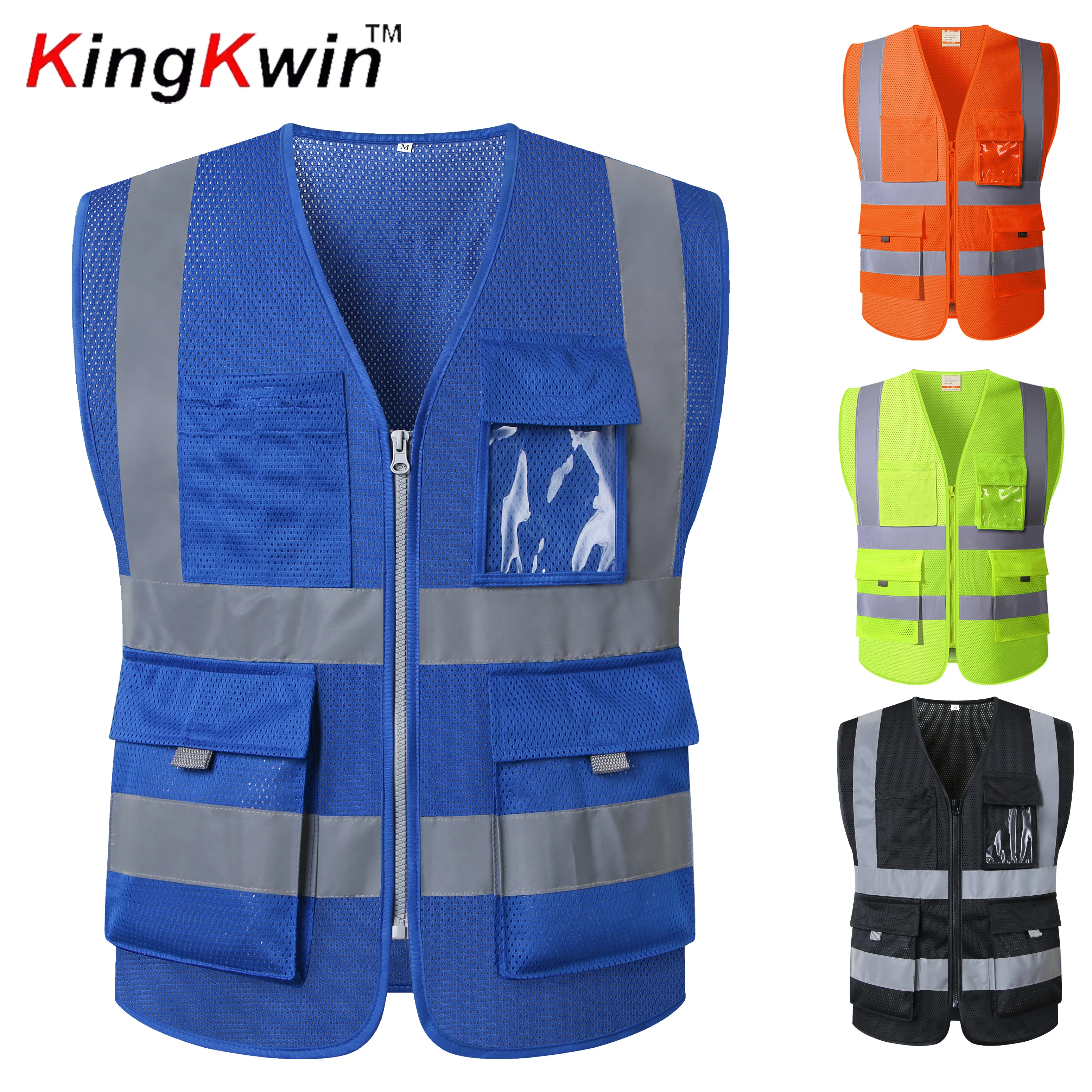 Hi Vis Reflective Safety Vests for Men Women High Visibility Vest with Pockets Mesh Fabric Construction Safety Apparel Neon Vest