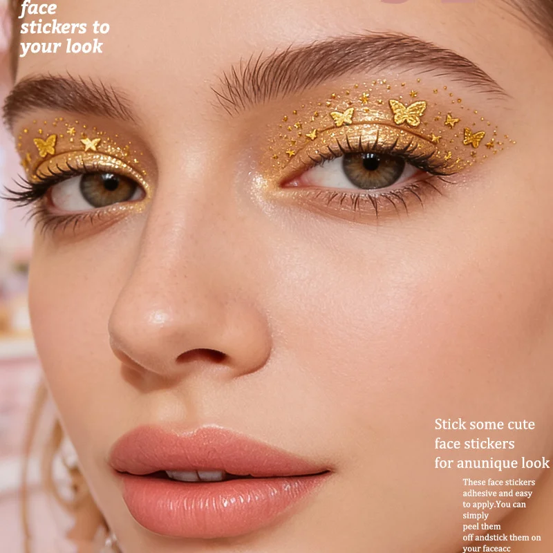 Eye Shadow Patch Stamping Gold Silver Freckle Waterproof Temporary Eyebrown Stickers Tattoo Flash Eye Makeup Patch