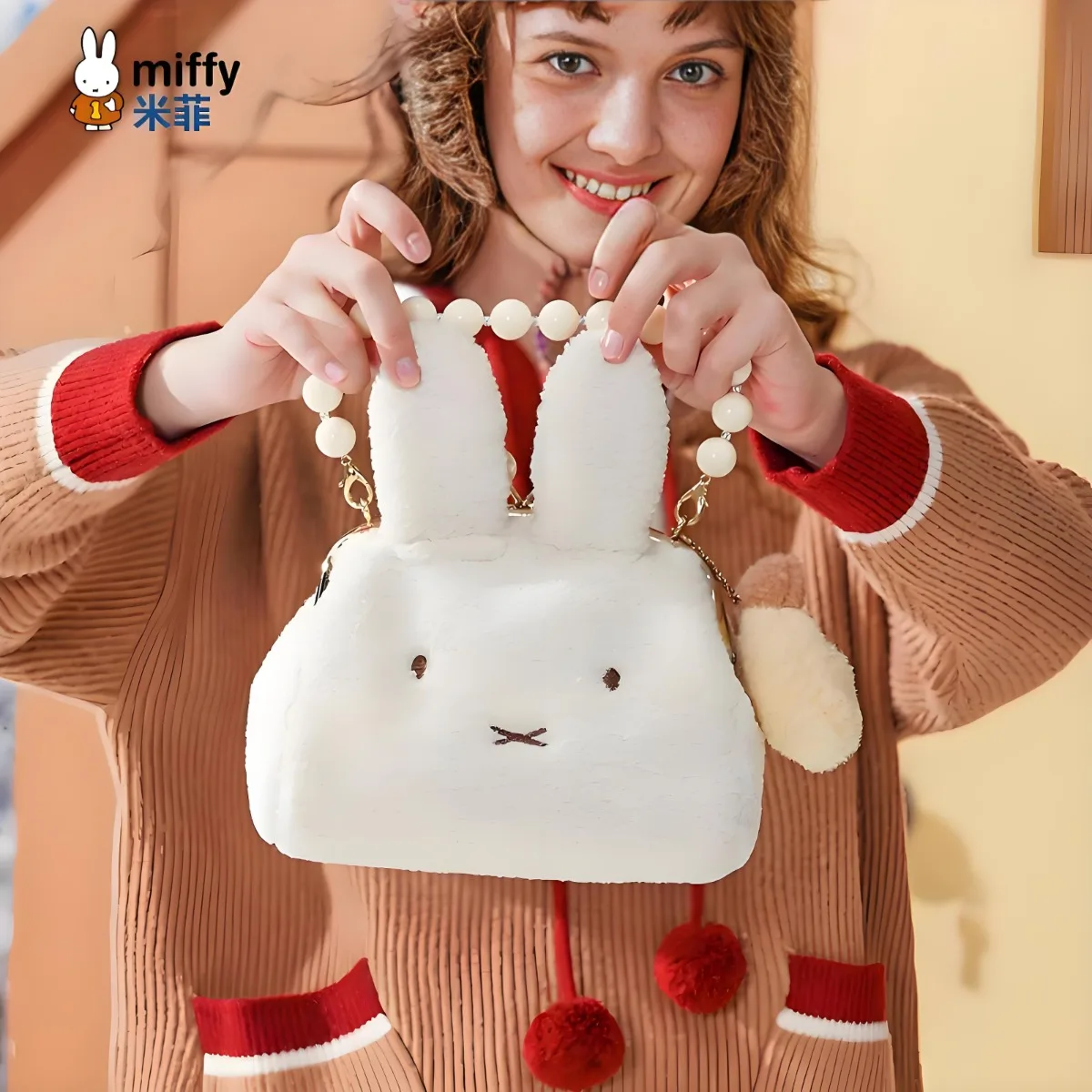 

Kawaii аниме Miffy Rabbit косметичка плюшевая сумка милый и милый мультфильм девичье сердце ниша меховая сумка через плечо на одно плечо