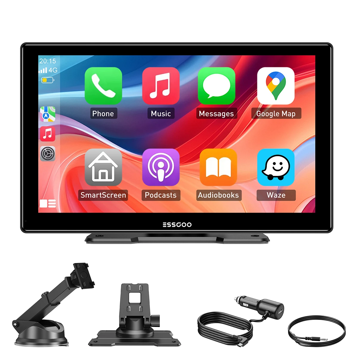 ESSGOO 9" Système universel portable sans fil CarPlay Android Auto AUX TF FM BT GPS Mirror Link SurperLink pour camping-car, camion, pick-up