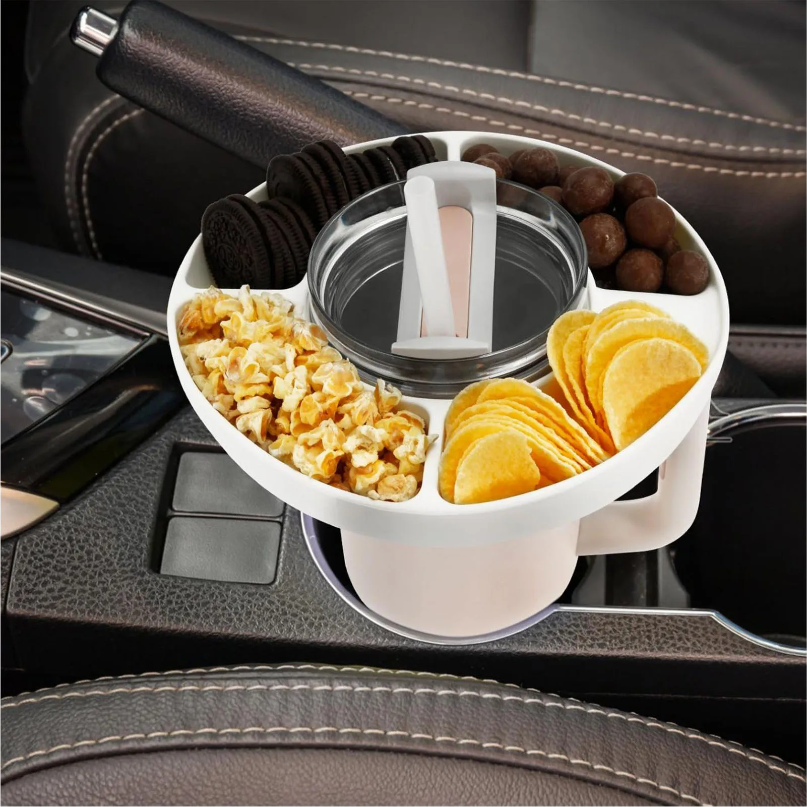 Plateau à bonbons bol à collation rond en Silicone à 4 compartiments anneau de collation réutilisable pour tasse de 40 Oz regarder des films jouant des jeux livres de lecture