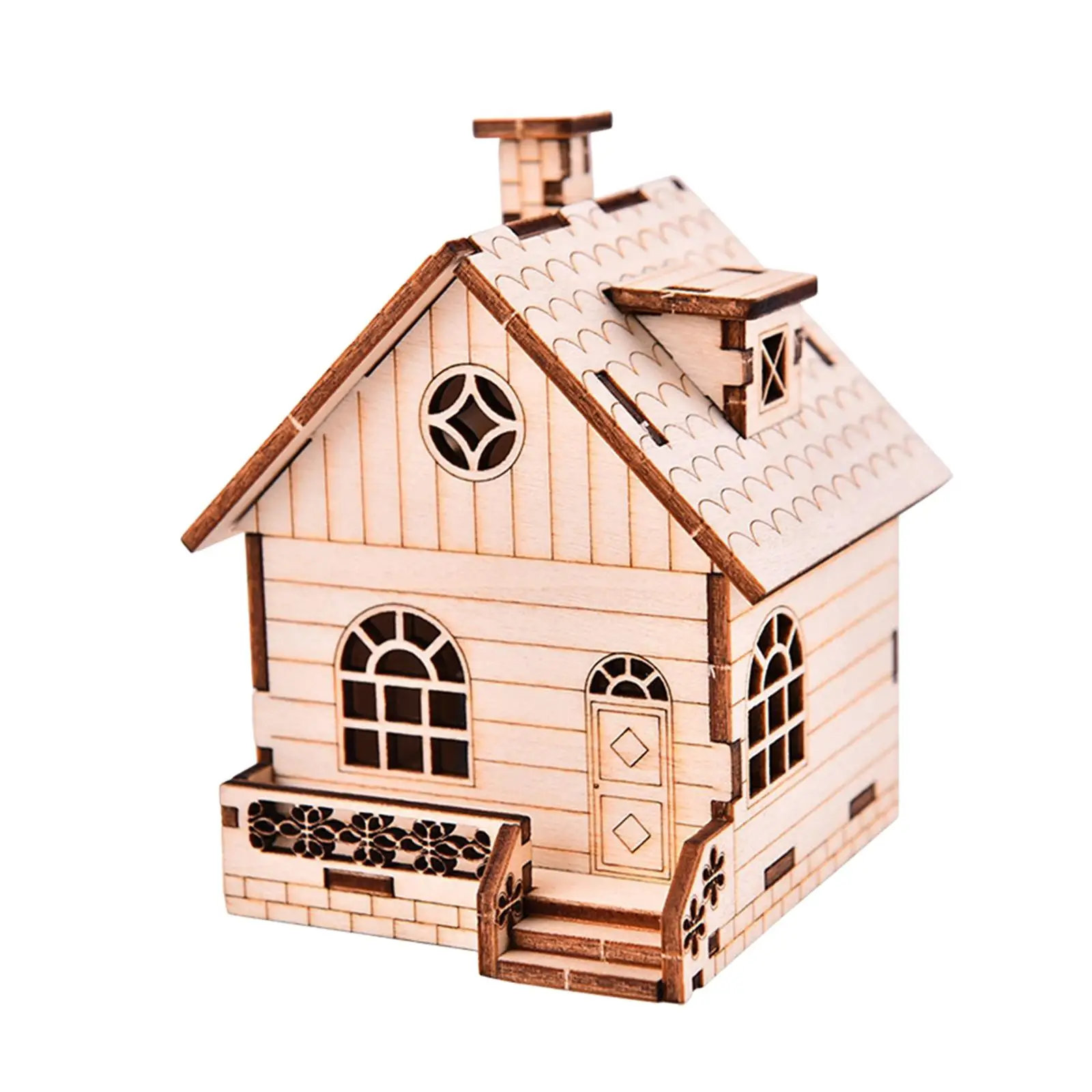 Wooden House Hand Cranked Music Box Traditional craft for Teaching Aids