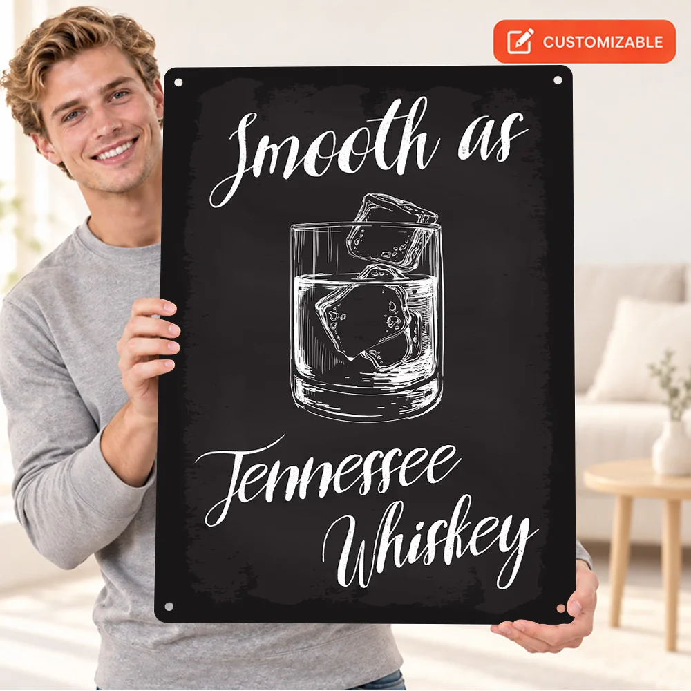 Smooth As Tennessee Whisky Aluminum Poster Vintage Classic Bar Graphic Wall Art For Pub Personalized Metal Sign Mixologist Gift