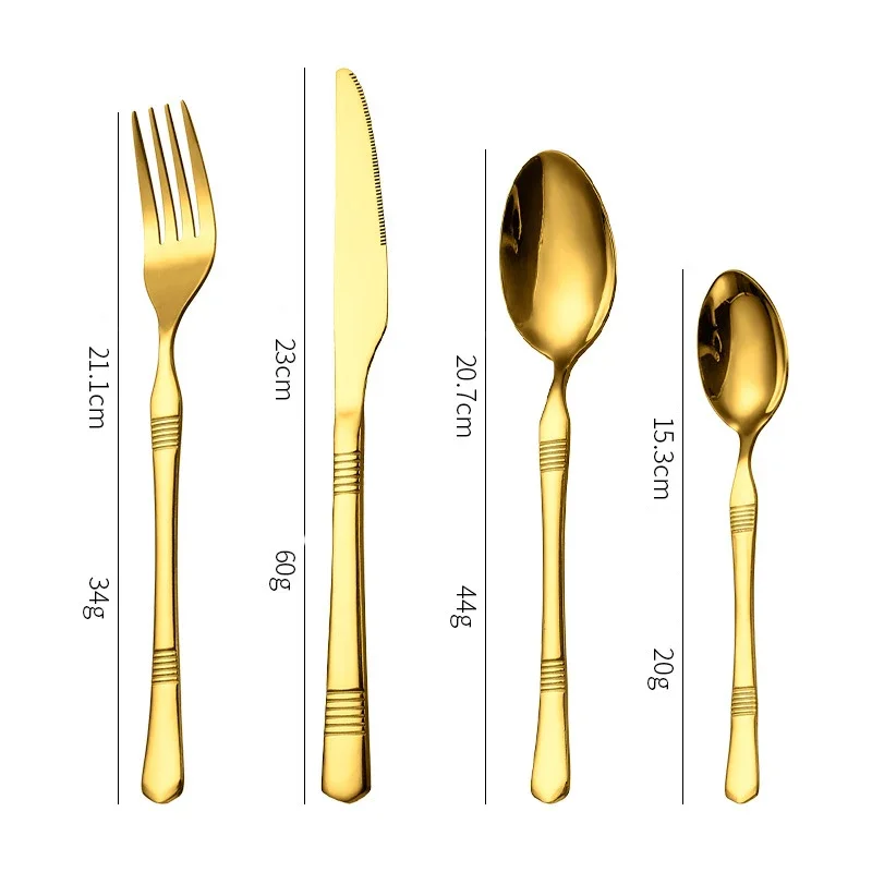 24pcs Gold Flatware Set Stainless Steel Dinnerware Tableware Knife Fork Spoon Kitchen Cutlery Dishwasher Safe Home Dinning Gift