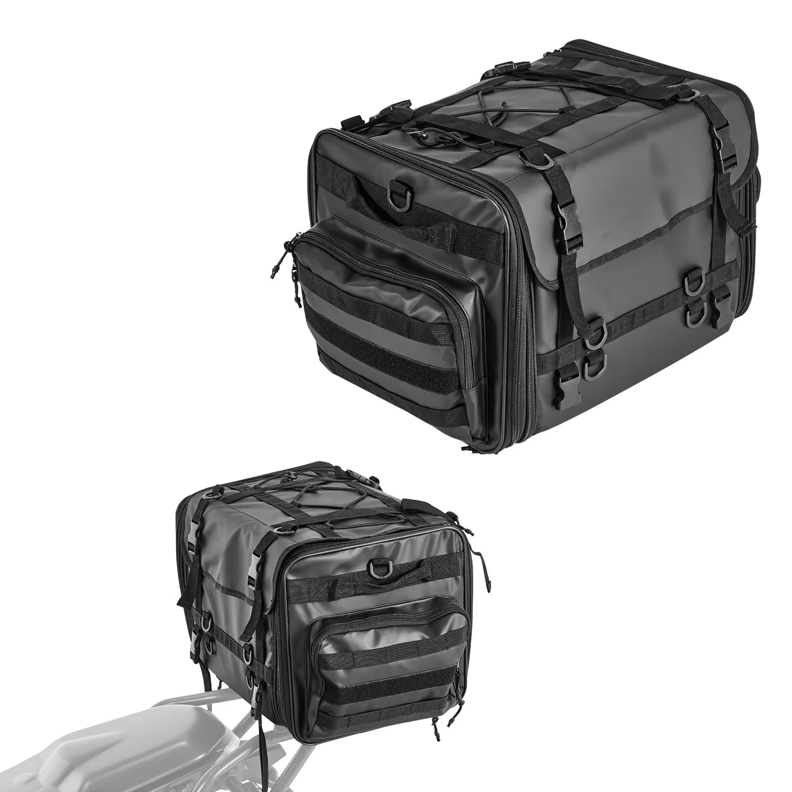 

Motorcycle Tail Bag, 40-60 L Expandable Motorcycle Rear Seat Bag With Waterproof Rain Cover, Foldable Outdoor Sports Motorbike