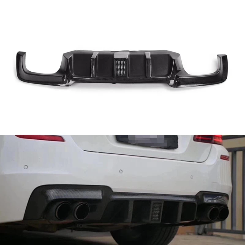 F10 Car Styling Carbon Fiber Rear Bumper Diffuser Lip Spoiler With Led Light Pilot Lamp for BMW F10 M5 2010-2016 DTM Style