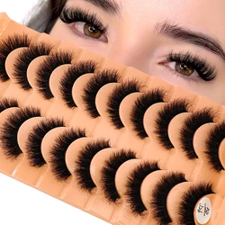 New 10Pairs Eyelashes Makeup Soft Fluffy 3D Mink False Eyelashes Thick HandMade Volume Mink Lashes Faux Cils Natural Fake Lashes
