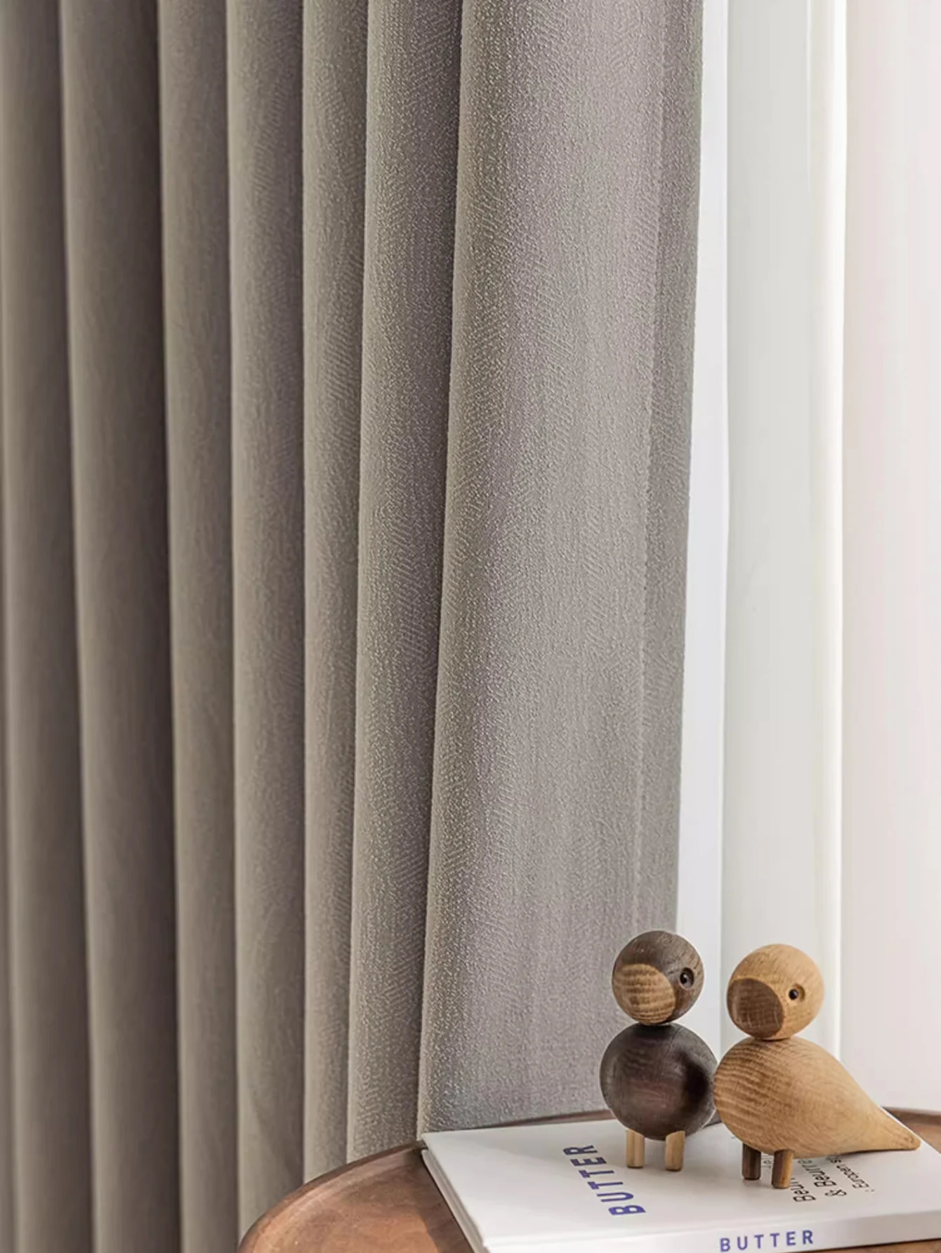 Hook And Loop Fastener  Modern Living Room Curtains Full Blackout Fabric Finished Product Thickened linen #4