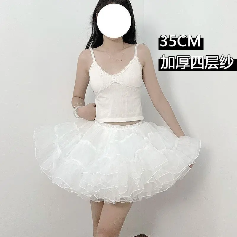 Mehrschichtige Rüschen-Petticoats für Damen, flauschiger Blasenrock, Krinoline-Unterrock, ohne Reifen, ohne Knochen, Lolita-Puffy-Rock, Minirock – Detail 4