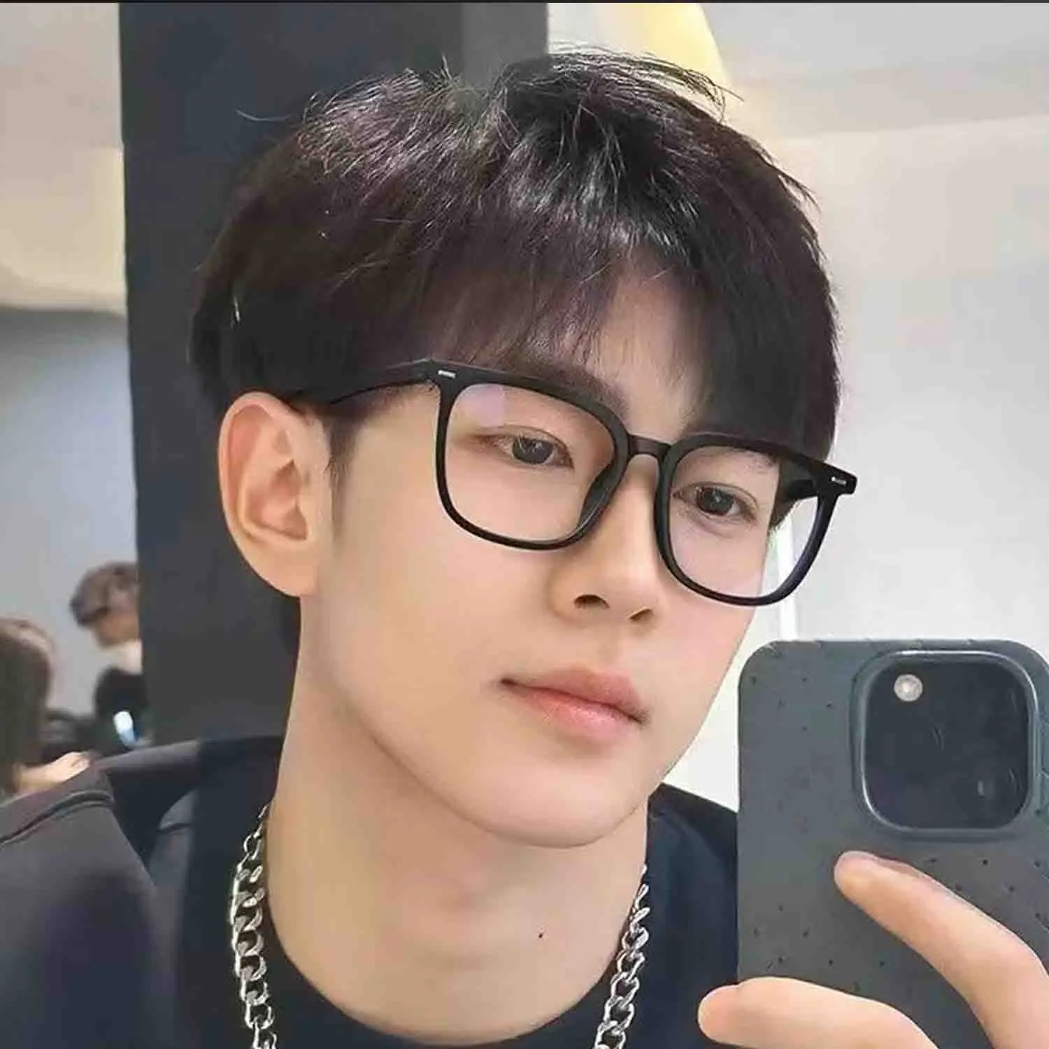 

Anti-blue Light blocking glasses Man Sand Black Big Frame Optical Eyewear Artist High Grade Flat Mirror For Daily Necessary