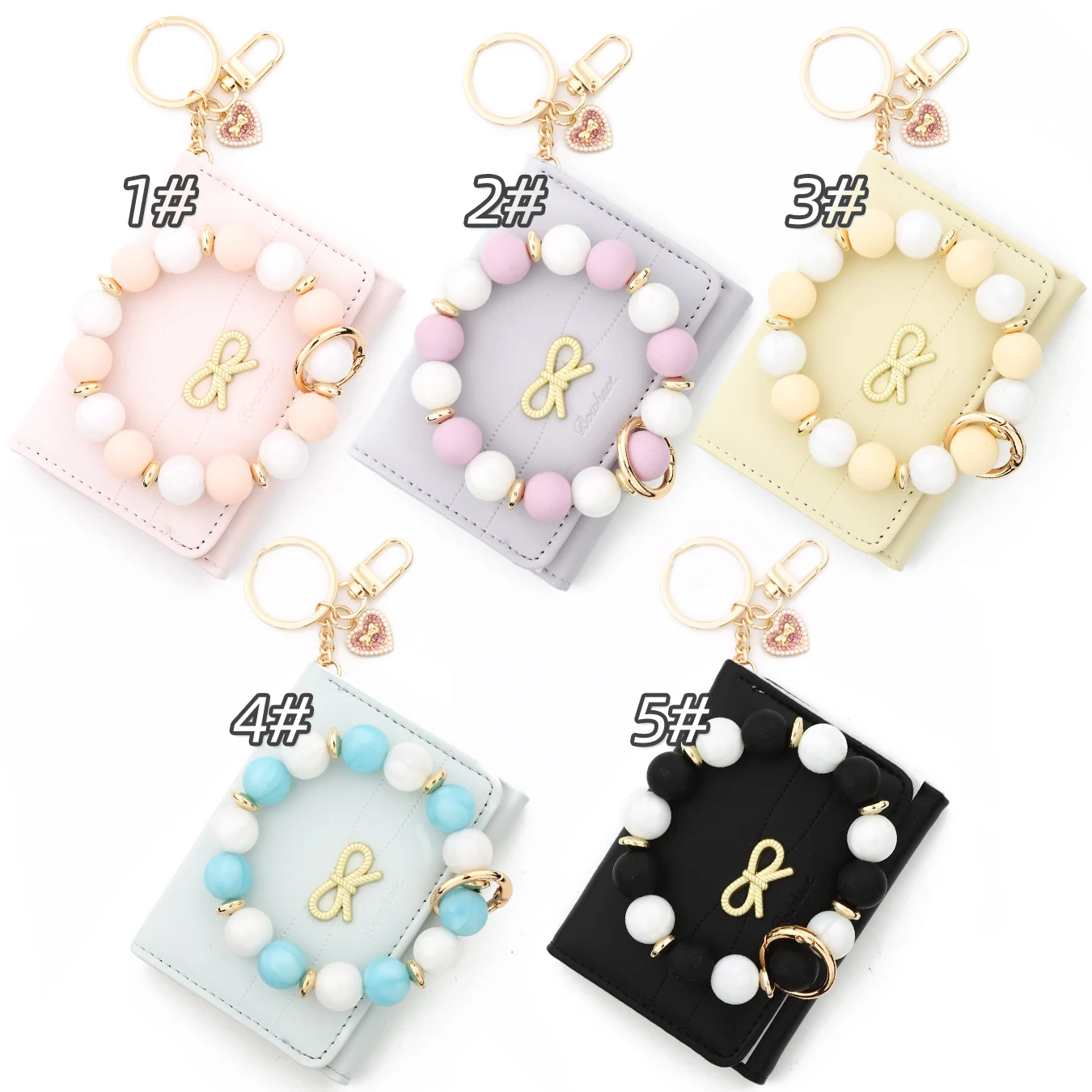 سيليكون حبة سوار الصلبة الجلود حافظة للبطاقات السوار المفاتيح سيليكون مطرز سوار جلد شرابة فراشة المحفظة الإسورة #4