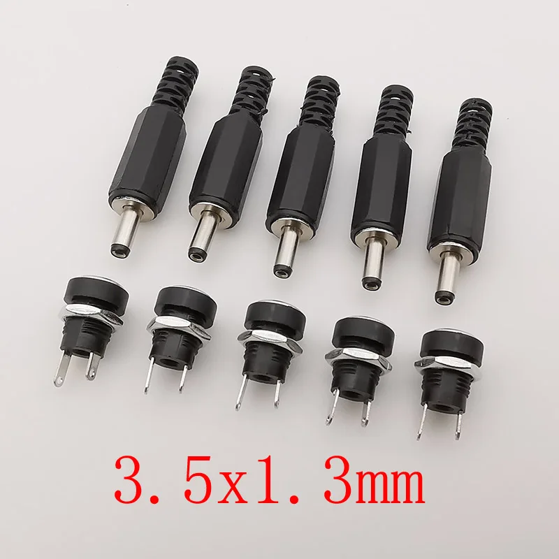 10Pcs DC 3.5mm x 1.35mm Male Plug Female Jack DC Power Connector Soldering Type DC Power Plugs Socket Adapter 3.5x1.3mm