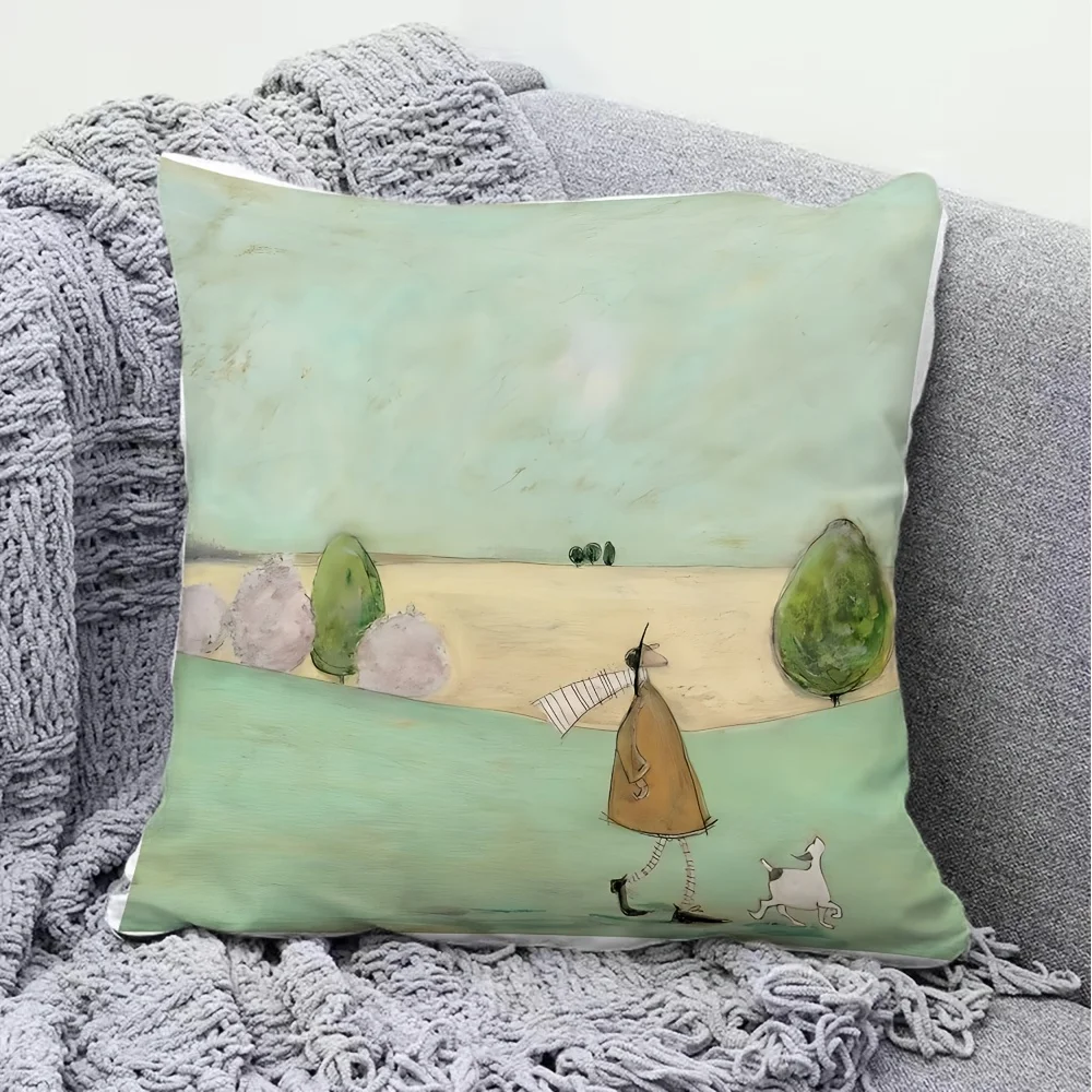 1pc Fashion Cartoon Printed Pillowcase, Soft Short Plush Fabric, Double-Sided Print, Hidden Zipper, Machine Washable, Pillow Insert Not Included, 18x18 Inches, Suitable for Sofa, Bed, Chair, Home Decorative Cushion Cover - Gift