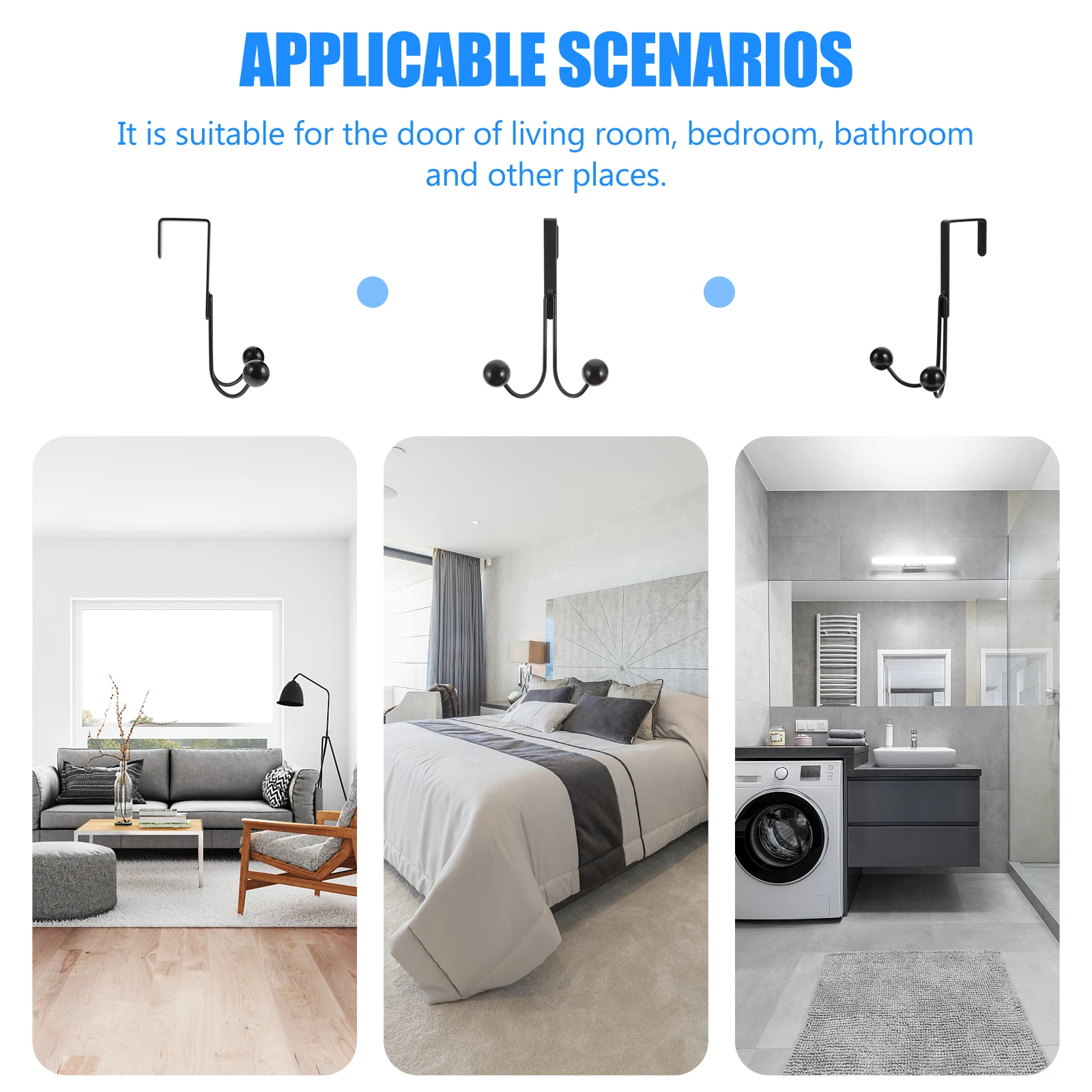 2 قطعة هوك الباب الخلفي الثقيلة لا لكمة المطلوبة فوق شماعات الباب للمعاطف القبعات المظلات غرفة نوم غرفة المعيشة المنظم