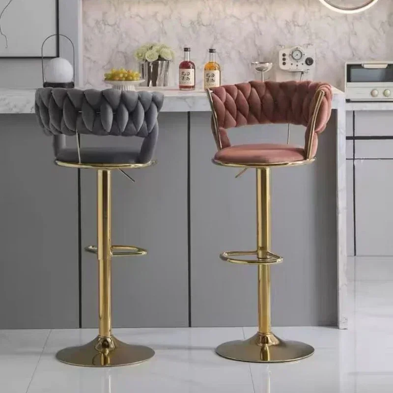 Light Luxury Adjustable Rotating Bar Chair, Bar Counter Chair, Household High Stool, Front Desk, Cashier Chair Bar Stool