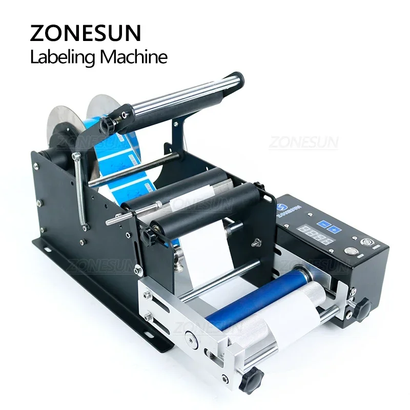 ZONESUN ZS-TB50SM Label Applicator Electric Labeling Machine Round Cylindrical Glass Plastic Bottle Jar Tin Can Sticker