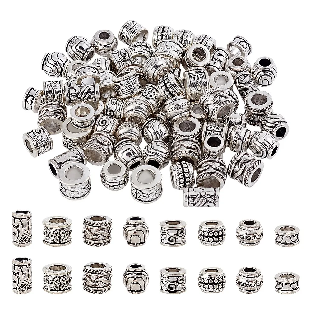 

1set 80pcs 8 styles style European Beads Large Hole Beads 8~11.5x4.5~8.5mm Hole: 4~6mm