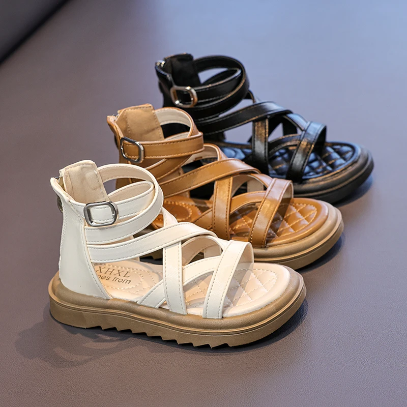 2026  Low-top Gladiator Platform Shoes Kids Wedding Party Footwear New Summer Little Girl Children Sweet Princess Long Sandals