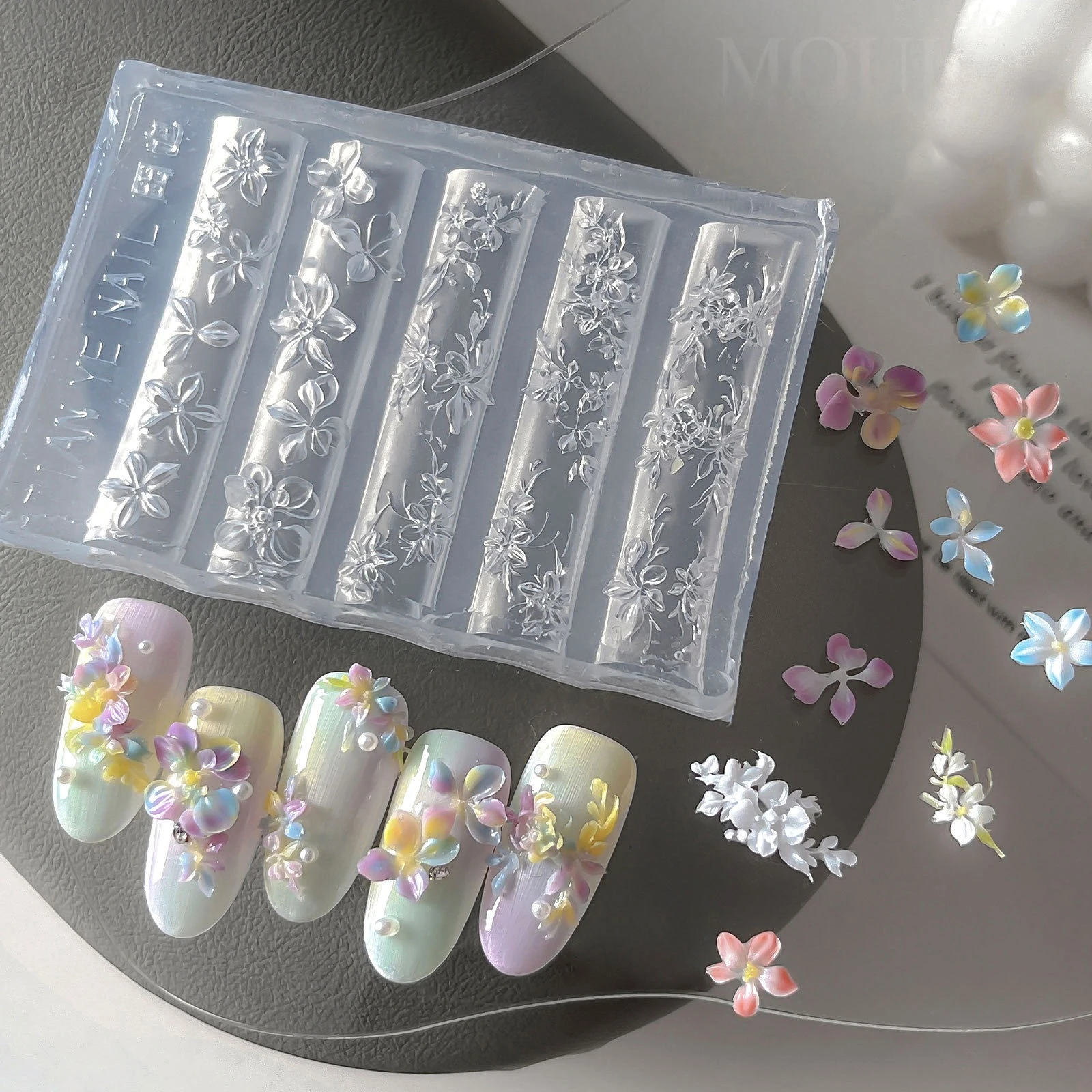 2026 New 3D Silicone Nail Mold Ballet Ribbon Cross Baroque Style Transparent Nails Template Carving Manicure Stencil Tool