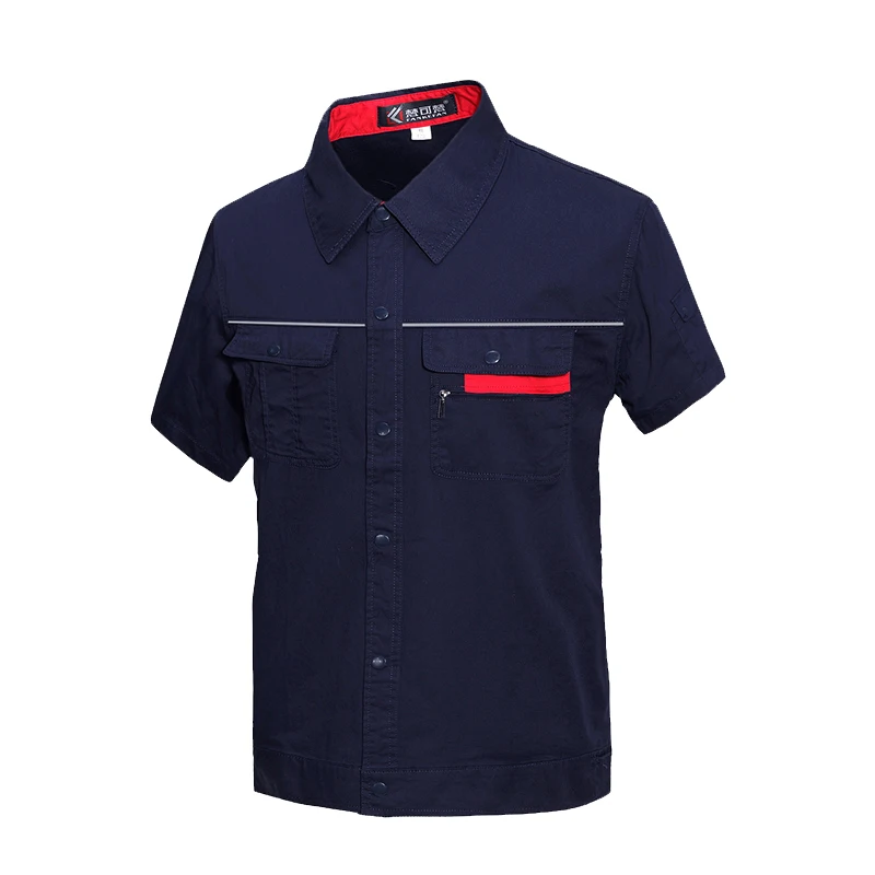 Summer Workwear Clothes Welding Men Short Sleeve Workmen Uniform Car Workshop Working Suits Mechanical Welding Set