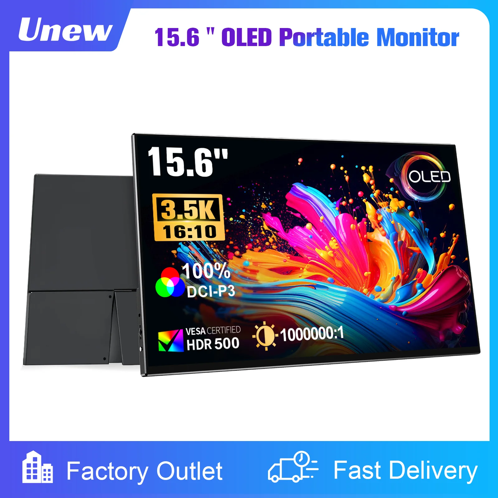 

15.6 inch 3.5K OLED portable screen, resolution 3456X2160, supports VESA, compatible with mobile phones/Switch/PS5/Xbox/laptops