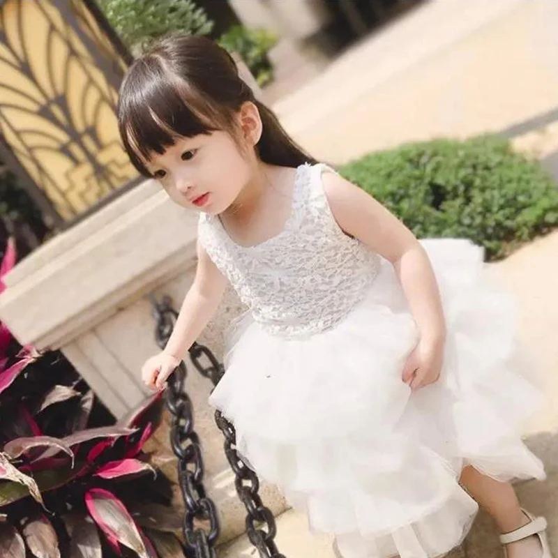 Saia de tule infantil, vestido princesa da menina, vestido de dança infantil, branco, casamento, verão, 2024