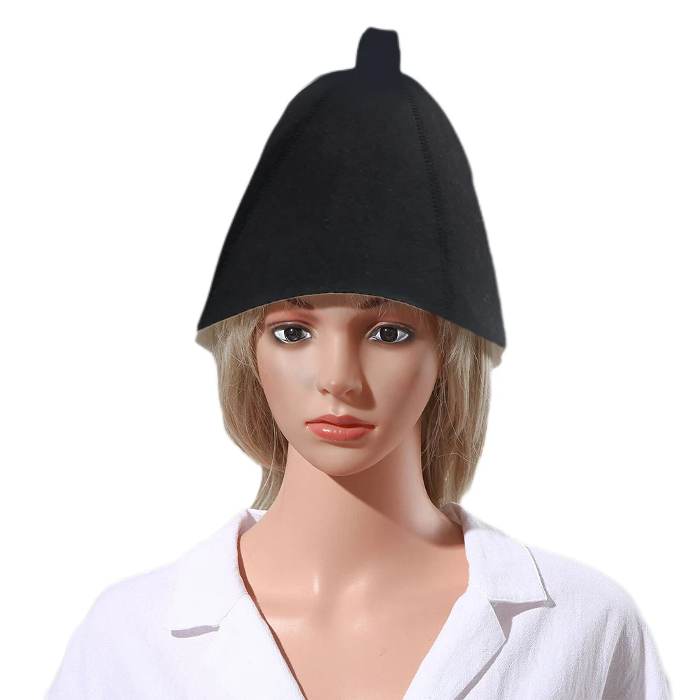 1PCS Thicken Wool Felt Sauna Hat Black Hair Protection Spa Sauna Accs For Bath Protection Sweat Steam Waterproof Handmade Felt