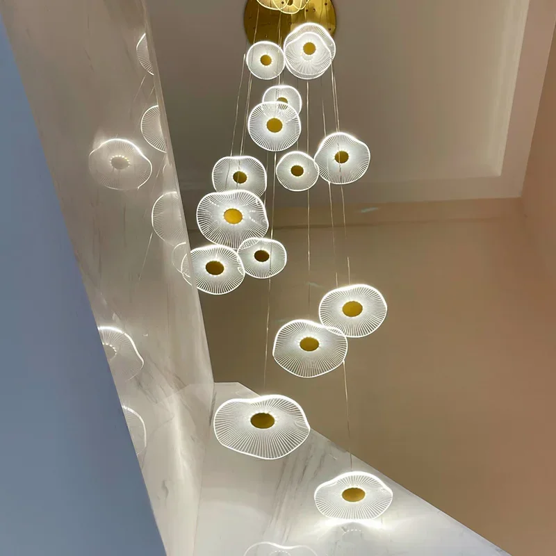 Lámparas colgantes Led de acrílico para sala de estar, candelabro de escalera, accesorios de decoración del hogar, accesorios de iluminación colgantes de diseñador