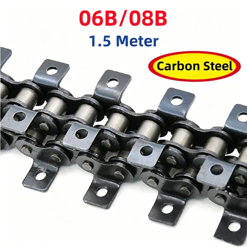 

06B/08B Carbon Steel Double Bend Ear Single Side Straight Plate Roller Chain Short Pitch Roller Chains For Industrial Drive