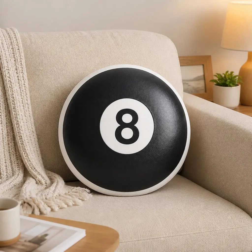 Black Billiards 8 Ball Plush Pillow Cushion Irregular Stuffed Throw Pillow Home Decor Gift Sofa Bed Billiards Room