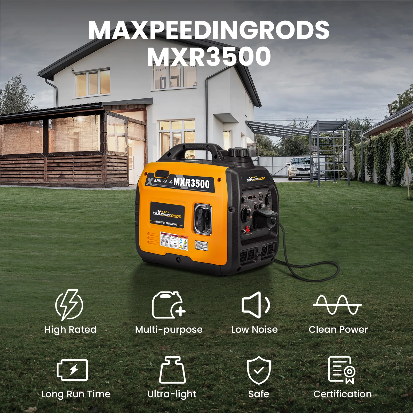 MXR3500 3.5KW 3500 Watt Portable Inverter Generator Gasoline for House Camping