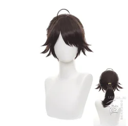 Anime Wig Cosplay Costume Brown Short Ponytail  Hair Wigs for Halloween Party Carnival Role Play