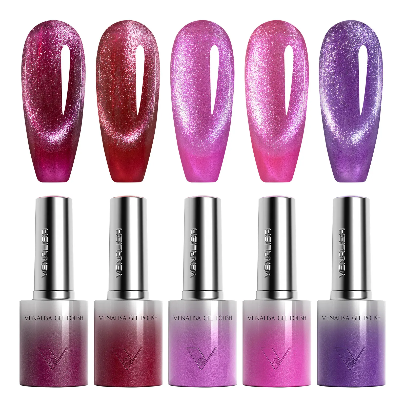 

VENALISA TPO/HEMA FREE Gel Nail Polish Set 5 Colors 10ml Glitter Cat Eye UV LED Soak Off Gel Varnish Manicure Nail Art Kit DIY