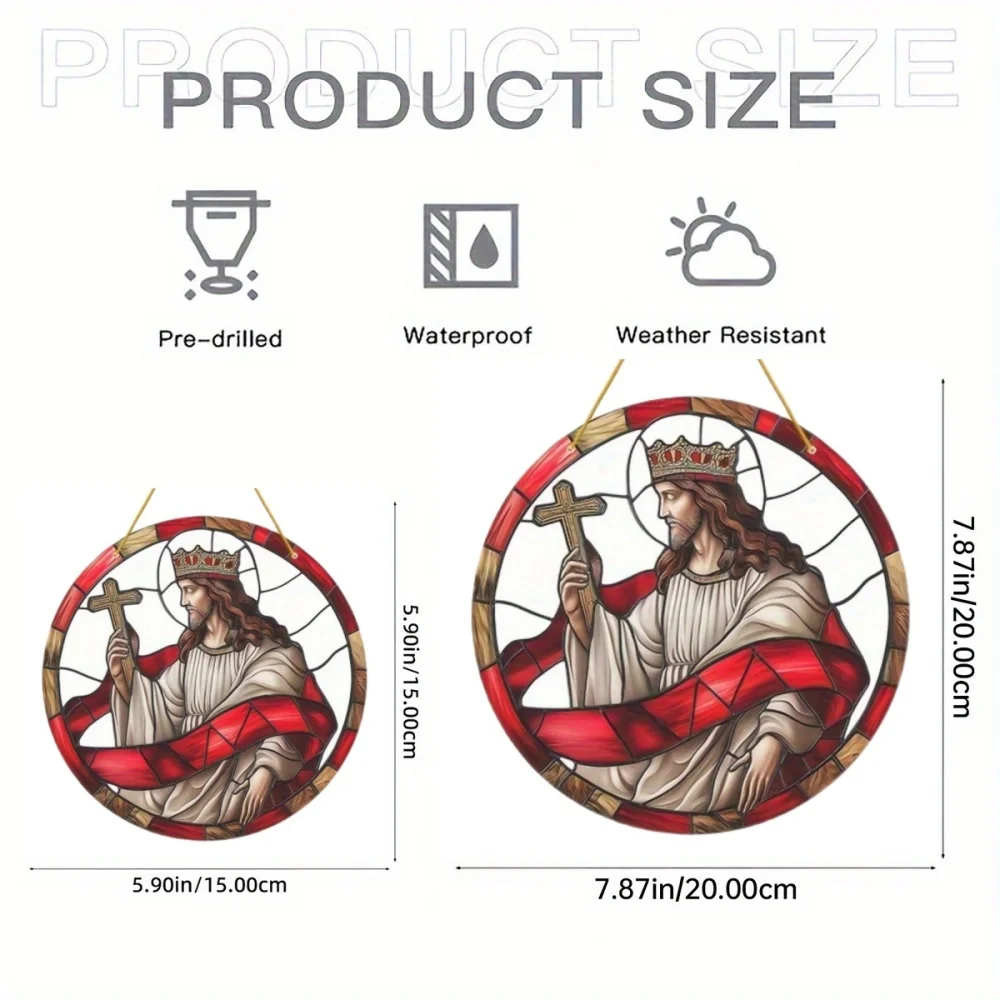 Creative Jesus  Acrylic Sun Catcher,Round Window Hanging Decor for Home & Garden, Perfect Gift for Family and Friends