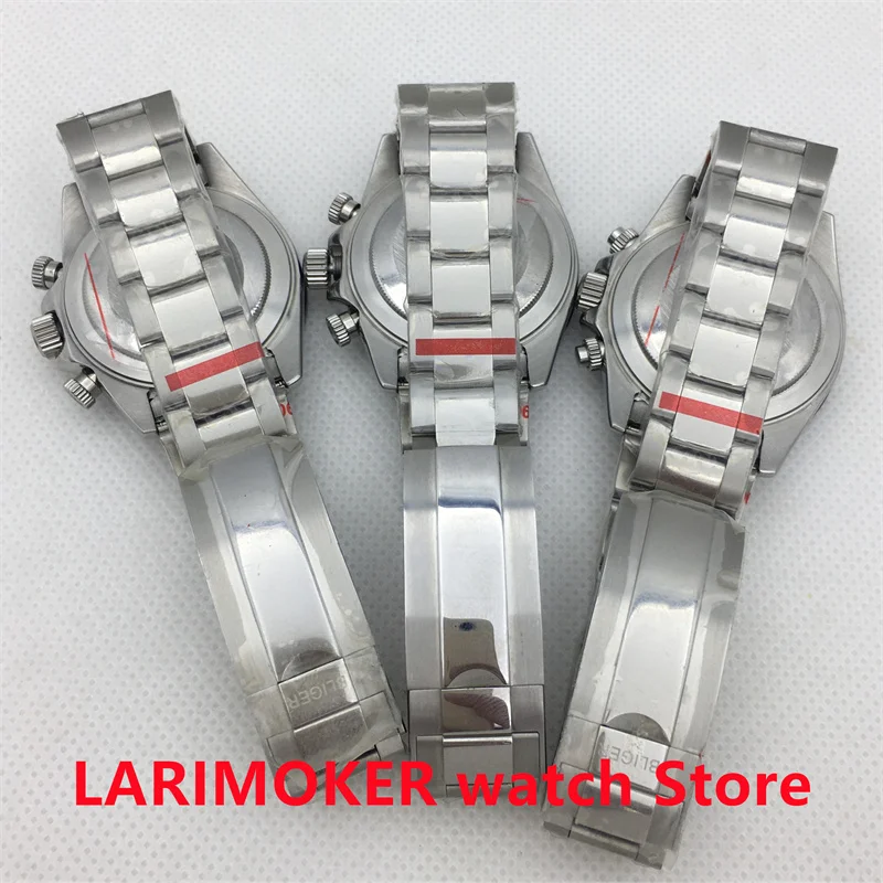 Кварцевые часы 39 ммVK63, механизм с сапфировым стеклом, код хронографа, шестиконтактный многофункциональный календарь, циферблат с тремя глазами, браслет Oyster