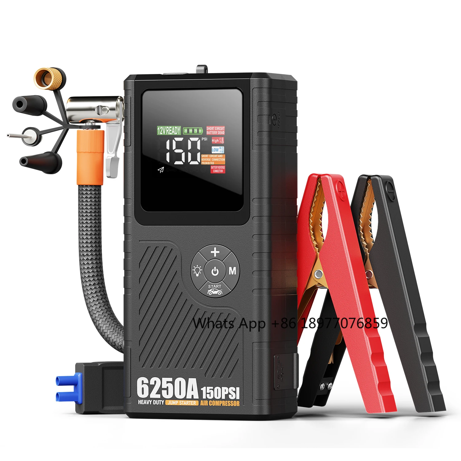 

Booster Car Battery Lithium Battery Plus 18000mAh 6250A Portable Car Jump Starter Power Bank With 150PSI Air Pump Tire Inflator